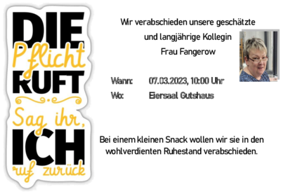 Verabschiedung in den wohlverdienten Ruhestand